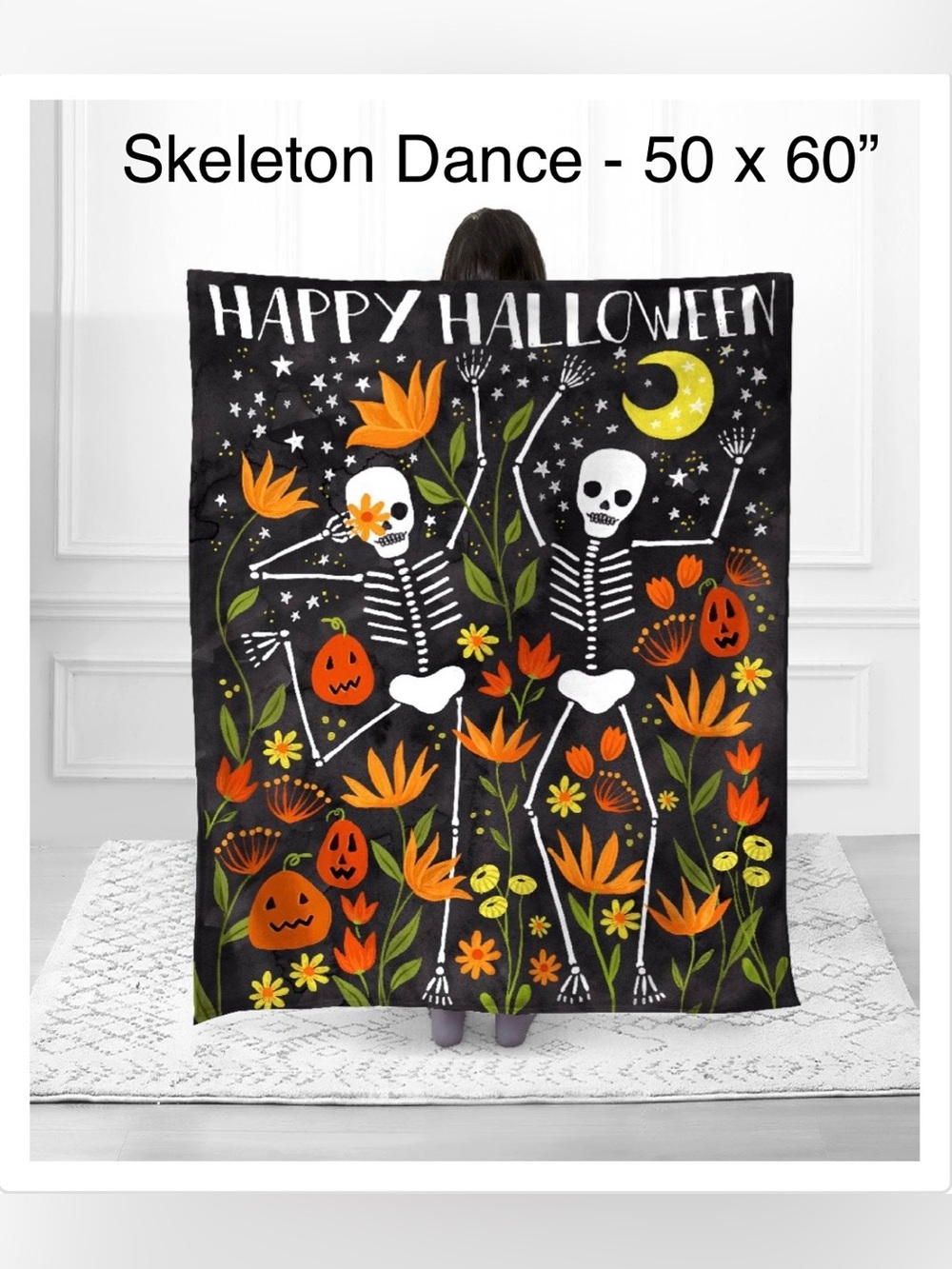 Skeleton Dance 50x60” Fleece Halloween Blanket Throw